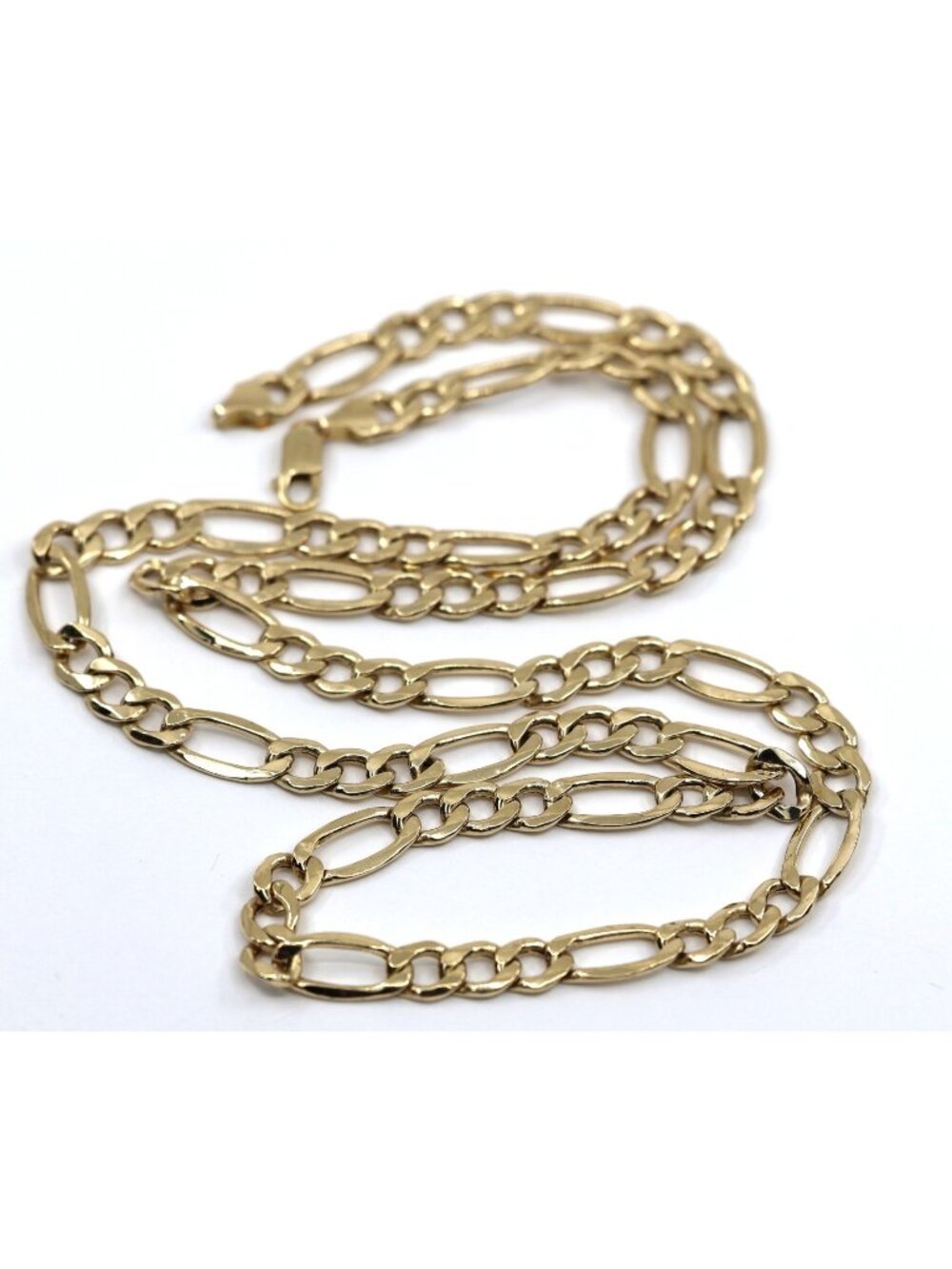 Unique 14K Solid Yellow Gold Designer Figaro Link Chain Necklace - 28.75" Length